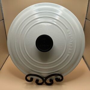 Vintage Le Creuset replacement lid only in white/cream enameled cast iron.